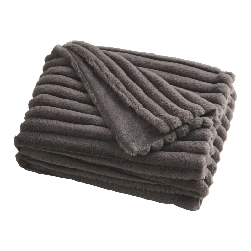 Image of Appletree 'Morritz' Faux Fur Throw Charcoal