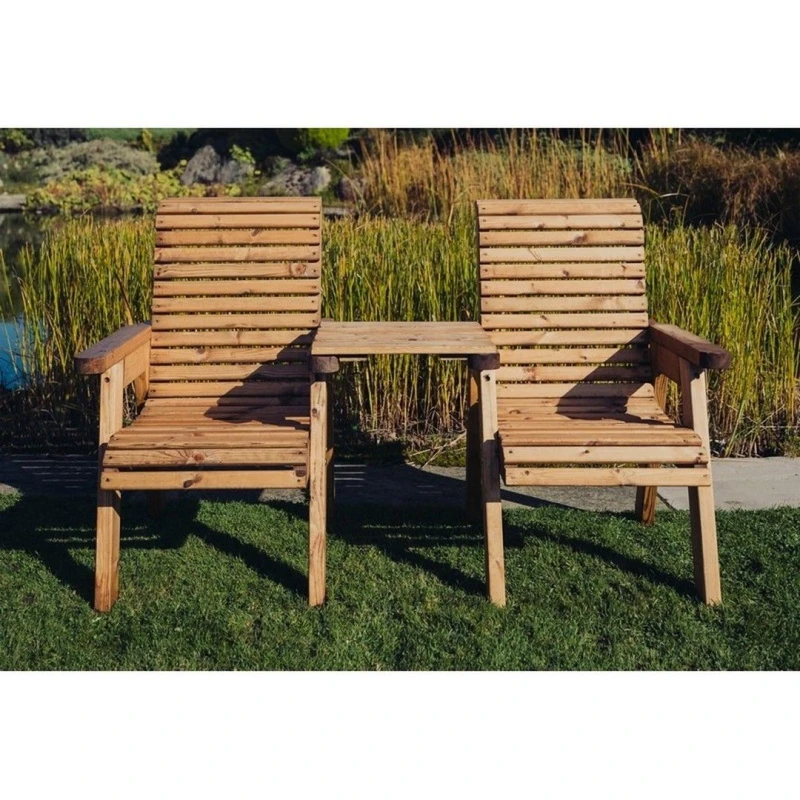 Image of Churnet Valley Garden Furniture Ltd Valley Love Seat Square - Partially Assembled - Set of Cushions Inc in Brown Brown Unisex