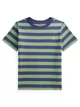 Ralph Lauren Boys Striped Short Sleeve T-Shirt - Green/Navy, Green/Navy, Size 6 Years