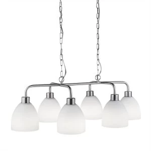 Image of 6 Light Pendant Satin Silver, White Crystal Glass, E27