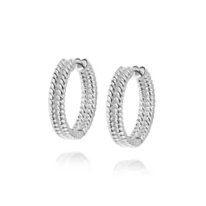 Image of Daisy London 925 Sterling Silver Treasures Double Rope Hoop Earrings Sterling Silver
