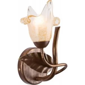 Image of Ania Wall Light With Glass Shade Brown, 1x E14