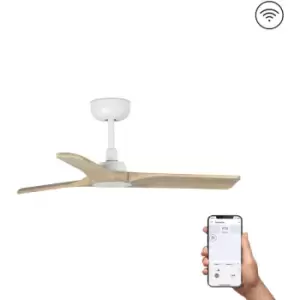 Image of Faro Heywood Small White, Dark Wood Ceiling Fan dc Smart, 6 Speed