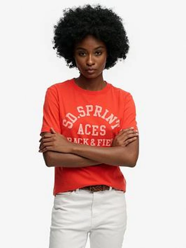 Image of Superdry Womens T-Shirt Superdry Vintage Prep Rouge Female S