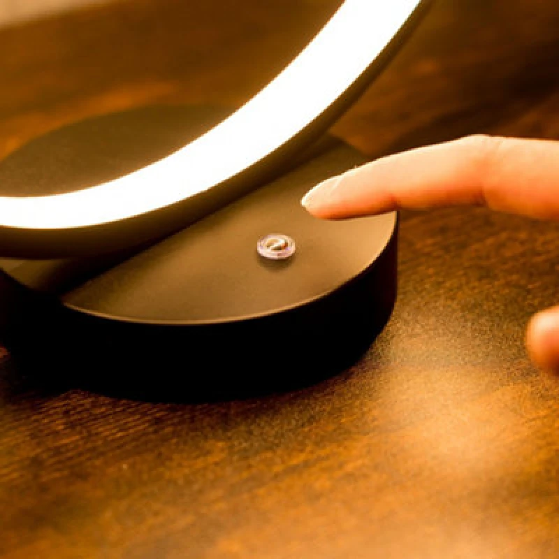 Image of ValueLights Infinity Matt Black Loop Integrated LED Touch Table Lamp In Warm White Black