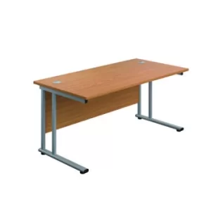 Jemini Rectangular Cantilever Desk 1600x600x730mm Nova Oak/Silver KF806462