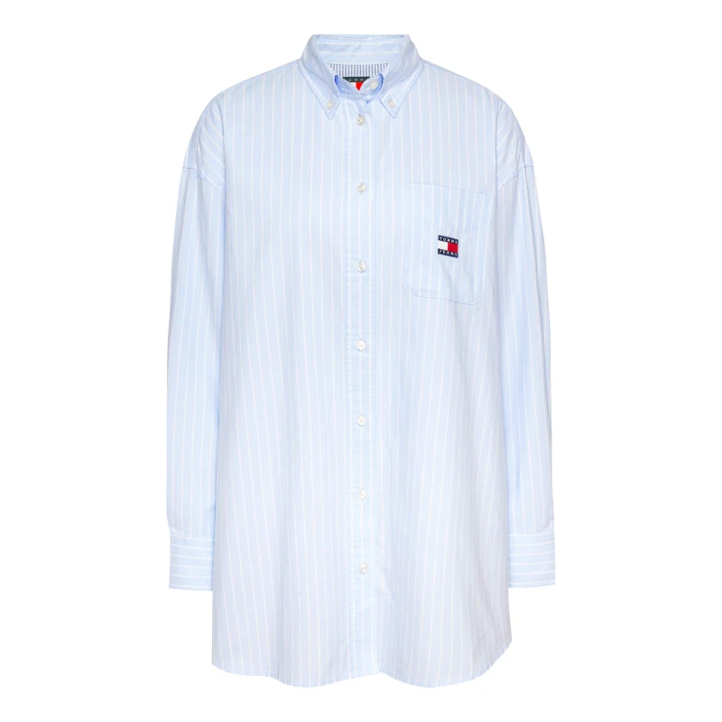 Image of Tommy Jeans Tommy Jeans TJW OVS BADGE OXFORD SHIRT EXT - Blue 12 Female