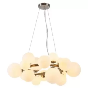 image of Luminosa Marshall Circular Ceiling Pendant, 16 Light G9, Satin Nickel, Opal Glass