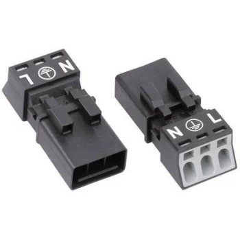 WAGO 890-213 Mains connector WINSTA MINI Plug, straight Total number of pins: 2 + PE 16 A Black