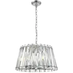 Image of Zumaline Mirabell Crystal Pendant Ceiling Light, Chrome, 5x E14