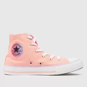 Converse Peach All Star Hi Gel Patch Girls Junior Trainers