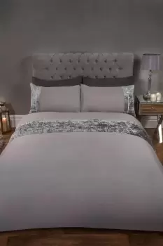 image of Crushed Velvet Diamante Duvet Cover with Pillowcase