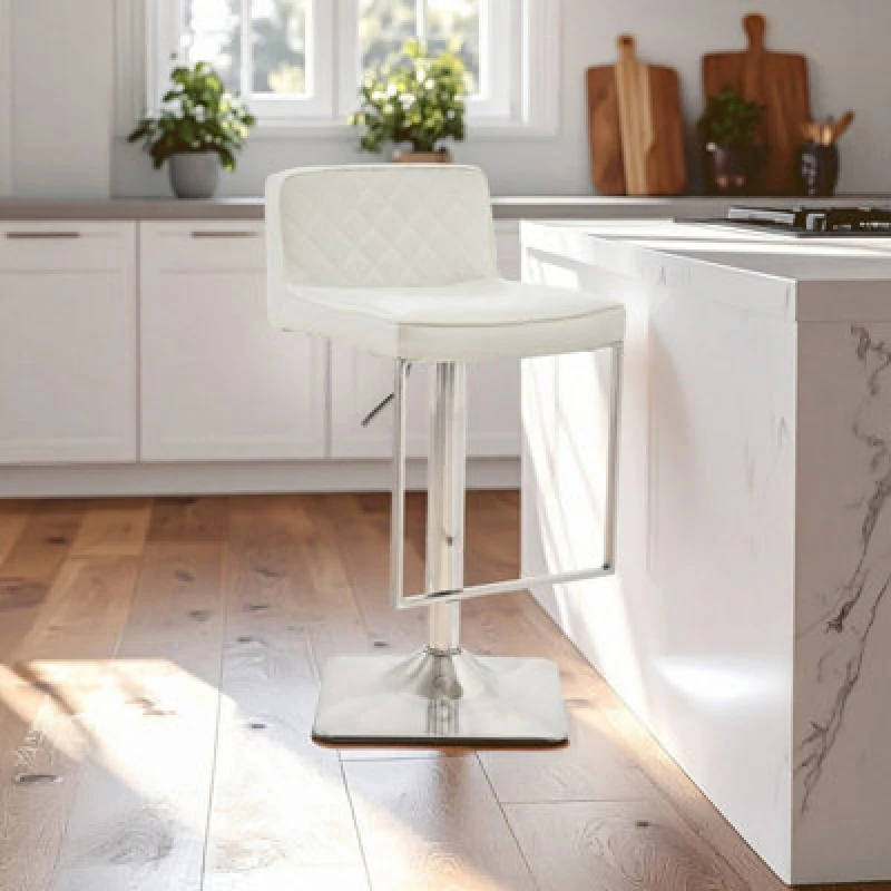 Image of Premier Housewares Interiors by Premier Baina Square Base Bar Stool Cream