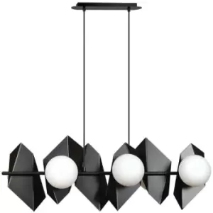 Image of Emibig Drifton Black DesignerPendant Ceiling Light with White Glass Shades, 6x E14