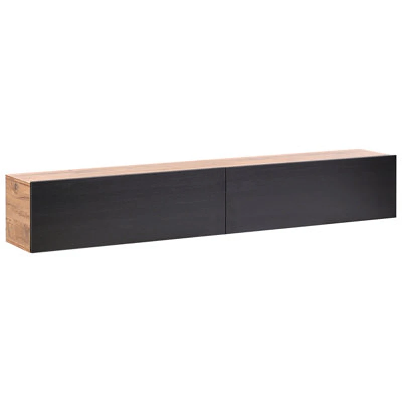 Image of Beliani Wall Mounted TV Stand Gladstone Brown/ Black