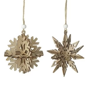 Image of 3D Wooden Snowflakes Decorations (Set of 2)