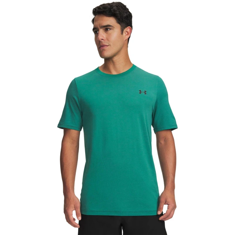 Image of Under Armour Mens VanishE Seamless Short Sleeve Performance Gym Top Green/Black male M