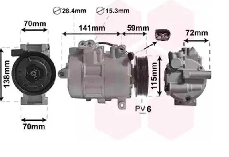 Image of VAN WEZEL 5801K701 AC Compressor *** IR PLUS *** PAG 46, Refrigerant: R134a Compressor,air conditioning (447)