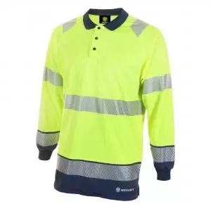 image of Beeswift High Visibility Two Tone Polo Shirt Long Sleeve Saturn