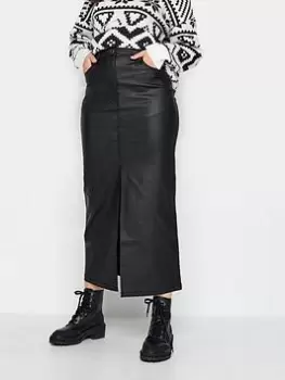 Image of Long Tall Sally Black Coated Midi Skirt, Black, Size 14, Women