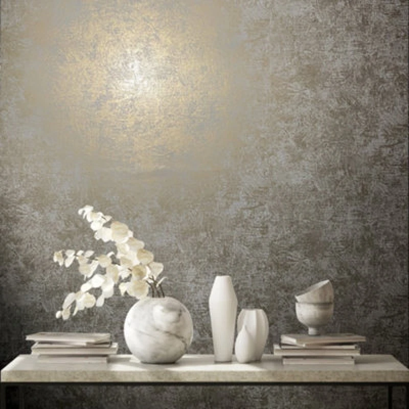 Image of Galerie Industrial Effects Grey Metallic Plain Texture Wallpaper Roll
