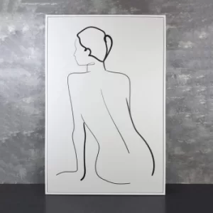 Image of Framed Lady Line Canvas Black and White 90cm