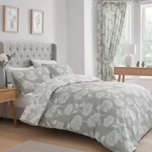 Image of Dreams & Drapes Dreams and Drapes Design Chrysanthemum Easy Care Green Duvet Set - Double, Cotton, Floral