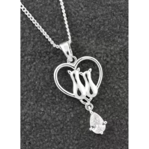 Image of Cats In Heart CZ Drop Necklace