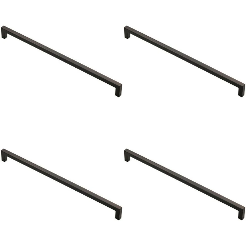 Image of Loops 4x Square Block Handle Pull Handle 330 x 10mm 320mm Fixing Centres Matt Black unisex