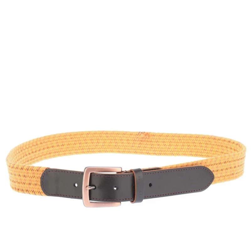 Image of Ted Baker Galan Leather Woven Belt - Yellow Yellow M - L