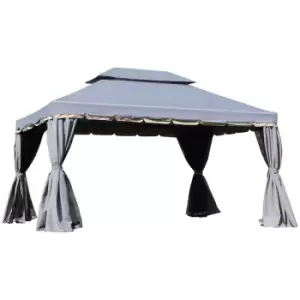 image of Outsunny 3X4M 2-tier Gazebo Aluminium Garden Marquee Party Tent Canopy - Grey