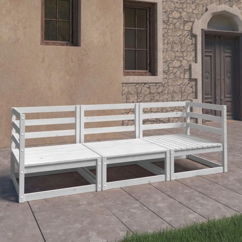Image of VIDAXL Garden 3-Seater Sofa White Solid Pinewood vidaXL 8720286464236