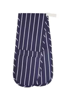 image of Blue Butcher's Stripe Double Oven Glove