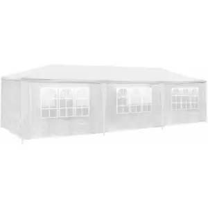 Image of Gazebo 9x3m with 8 side panels - garden gazebo, gazebo with sides, camping gazebo - white - white