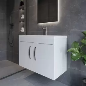 Image of Nuie - Athena Wall Hung 2-Door Vanity Unit with Basin-1 800mm Wide - Gloss White