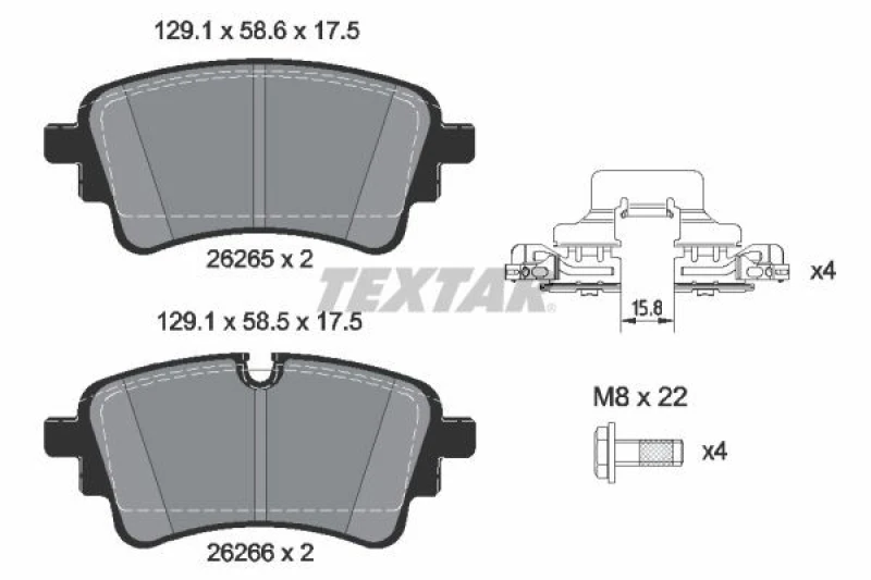 Image of Brake pad set TEXTAR 2626503