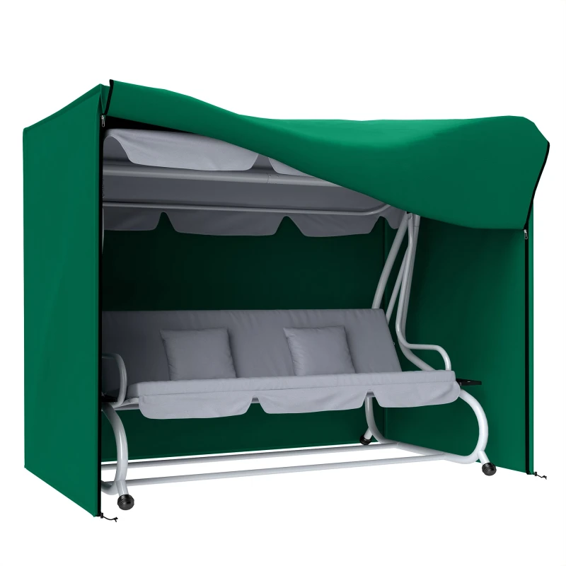 Image of Outsunny 3 Seater Garden Swing Chair Cover, Windproof and Anti-UV, 220 x 125 x 172cm Green