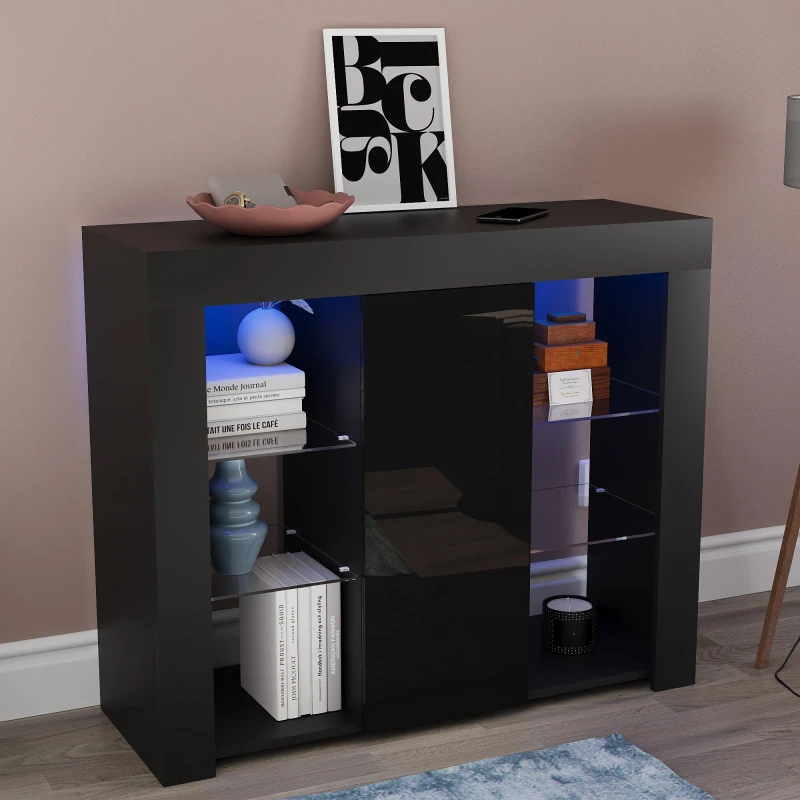 Image of Lassic Azura 1 Door Multi LED Sideboard Large Black unisex 1 Door