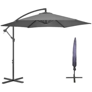 image of 3m Hanging Banana Cantilever Garden Parasol with Cover in Grey