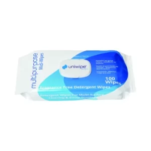 Image of Uniwipe Multipurpose Detergent Midi Wipes (Pack of 100) 1051