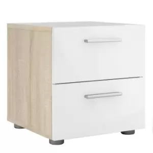 image of Pepe Bedside 2 Drawers In Oak Effect With White High Gloss