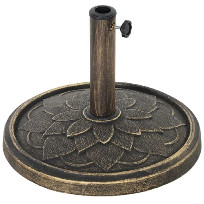 Image of Outsunny 12kg Resin Garden Parasol Base Sun Umbrella Base, Bronze Tone Bronze