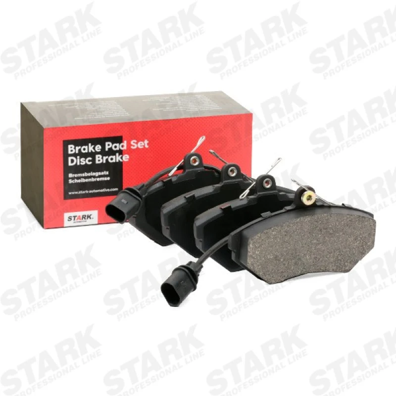 Image of STARK SKBP-0010083 Brake pad set Front Axle, with integrated wear sensor, with accessories, with bolts/screws Low-Metallic Brake Pad Set,disc brake (4