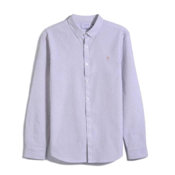 Image of Farah Brewer Stripe Shirt - Brown