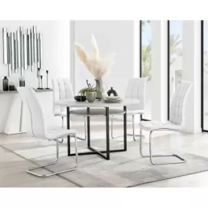 Image of Furniture Box Adley Grey Concrete Effect Storage Dining Table and 4 White Murano Chairs
