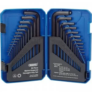 image of Draper 30 Piece Long Hexagon Allen Key Set Metric and Imperial