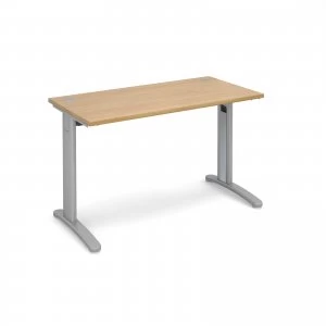 image of TR10 Straight Desk 1200mm x 600mm - Silver Frame Oak Top