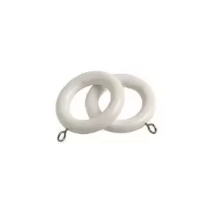 Image of Pack of 4 Wooden Curtain Pole Ring Hooks with Eyes
