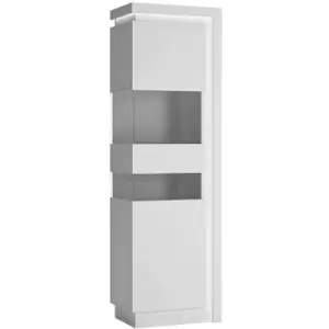 Lyon Tall Narrow display cabinet (LHD) (including LED lighting) in White and High Gloss - White and High Gloss