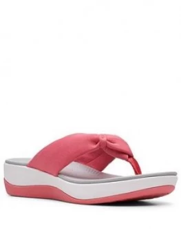 Image of Clarks Arla Glison Low Wedge Flip Flop Sandal - Raspberry